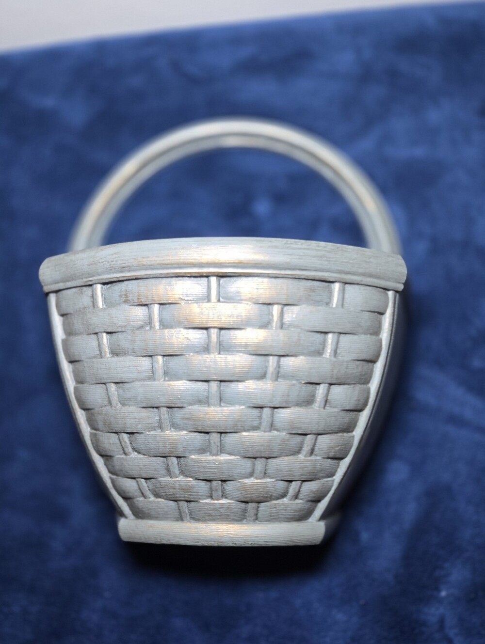 Vintage Homco Country Blue Wall Pocket Woven Basket 80's Cottagecore Grandma